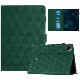 For iPad Pro 11 2024 Diamond Texture Embossed Leather Smart Tablet Case(Green)