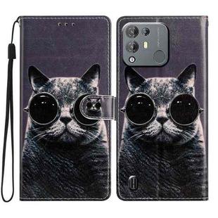 For Blackview A55 Pro Colored Drawing Leather Phone Case(Sunglasses Cat)