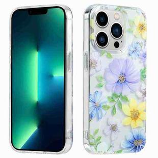 For iPhone 13 Pro Electroplated Symphony Phone Case(Green Grass Flower)