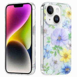 For iPhone 14 Plus Electroplated Symphony Phone Case(Green Grass Flower)