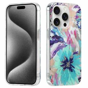 For iPhone 15 Pro Max Electroplated Symphony Phone Case(Watercolor Flower)