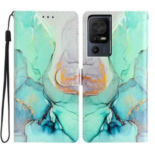 For TCL 40 SE Colored Drawing Leather Phone Case(Green Marble)