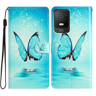 For TCL 403 Colored Drawing Leather Phone Case(Blue Butterfly)