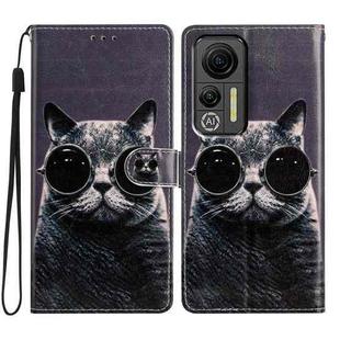 For Ulefone Note 14 Colored Drawing Leather Phone Case(Sunglasses Cat)