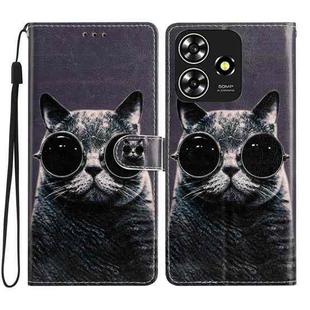 For ZTE Blade A73 4G Colored Drawing Leather Phone Case(Sunglasses Cat)