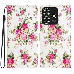 For ZTE Blade A73 4G Colored Drawing Leather Phone Case(Peonies)