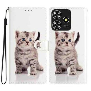 For ZTE Blade A73 4G Colored Drawing Leather Phone Case(Little Tabby Cat)