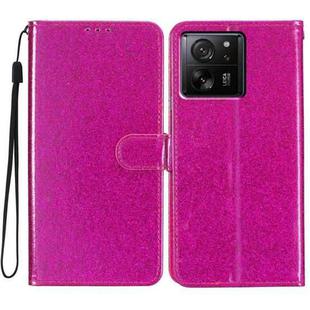 For Xiaomi 13T 5G Glitter Powder Flip Leather Phone Case(Rose Red)