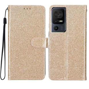 For TCL 40 SE Glitter Powder Flip Leather Phone Case(Gold)