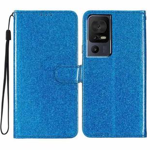 For TCL 40 SE Glitter Powder Flip Leather Phone Case(Blue)