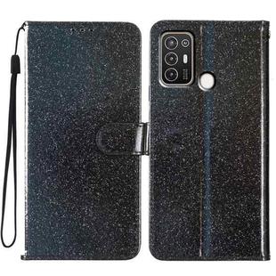 For ZTE Blade A52 Glitter Powder Flip Leather Phone Case(Black)