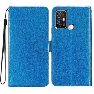 For ZTE Blade A52 Glitter Powder Flip Leather Phone Case(Blue)