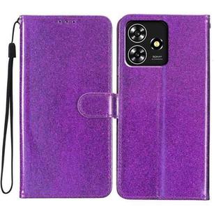 For ZTE Blade A73 4G Glitter Powder Flip Leather Phone Case(Purple)