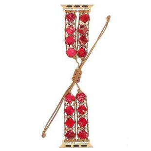 For Apple Watch Series 3 38mm Hexagonal Stones Drawstring Chain Watch Band(Red)