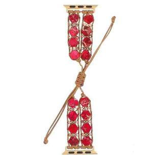 For Apple Watch Series 2 42mm Hexagonal Stones Drawstring Chain Watch Band(Red)