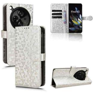 For OnePlus Open / OPPO Find N3 Honeycomb Dot Texture Leather Phone Case(Silver)