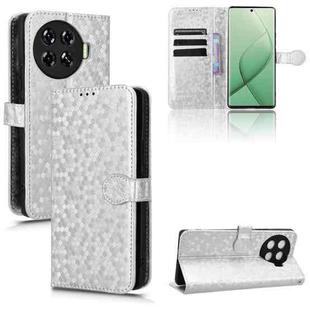 For Tecno Spark 20 Pro+ 4G Honeycomb Dot Texture Leather Phone Case(Silver)