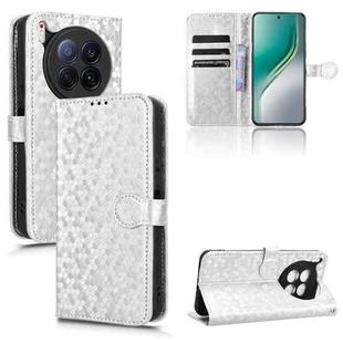 For Tecno Camon 40 Premier Honeycomb Dot Texture Leather Phone Case(Silver)