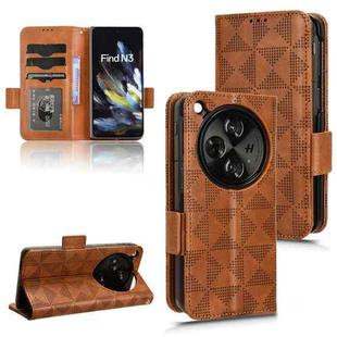 For OnePlus Open / OPPO Find N3 Symmetrical Triangle Pattern Leather Phone Case(Brown)