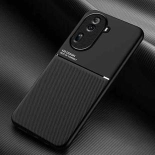 For OPPO Reno11 5G China Classic Tilt Strip Grain Magnetic Shockproof PC + TPU Phone Case(Black)