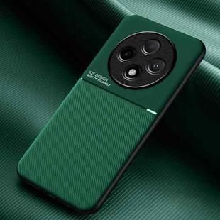 For OPPO A3 China Classic Tilt Strip Grain Magnetic Shockproof PC + TPU Phone Case(Green)