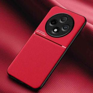 For OPPO A3 China Classic Tilt Strip Grain Magnetic Shockproof PC + TPU Phone Case(Red)