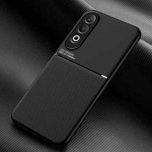 For OPPO K12 Classic Tilt Strip Grain Magnetic PC Hybrid TPU Phone Case(Black)