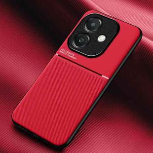 For OPPO A3x 5G India Classic Tilt Strip Grain Magnetic PC Hybrid TPU Phone Case(Red)