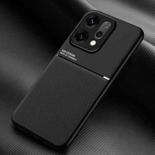 For OPPO  Reno14 Global Classic Tilt Strip Grain Magnetic PC Hybrid TPU Phone Case(Black)