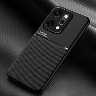 For OPPO Reno14 Pro Global Classic Tilt Strip Grain Magnetic PC Hybrid TPU Phone Case(Black)
