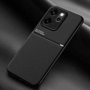 For OPPO Reno14 F 5G Classic Tilt Strip Grain Magnetic PC Hybrid TPU Phone Case(Black)