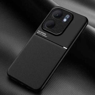 For OPPO A5x 5G Global Classic Tilt Strip Grain Magnetic PC Hybrid TPU Phone Case(Black)