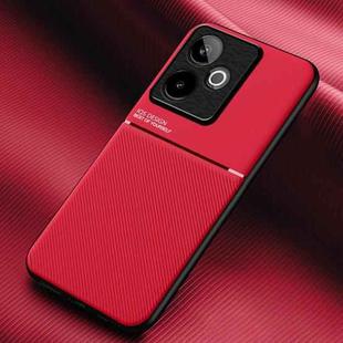 For Realme GT 7 Global Classic Tilt Strip Grain Magnetic PC Hybrid TPU Phone Case(Red)