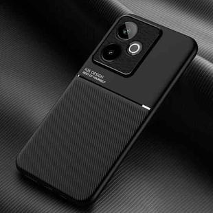 For Realme GT 7 Global Classic Tilt Strip Grain Magnetic PC Hybrid TPU Phone Case(Black)
