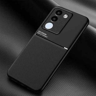 For vivo V29e Global Classic Tilt Strip Grain Magnetic Shockproof PC + TPU Phone Case(Black)