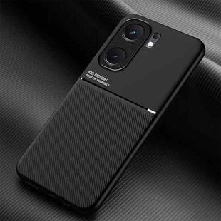 For vivo iQOO Neo9 Classic Tilt Strip Grain Magnetic Shockproof PC + TPU Phone Case(Black)