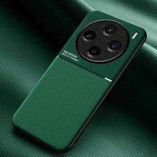 For vivo X100s Classic Tilt Strip Grain Magnetic PC Hybrid TPU Phone Case(Green)