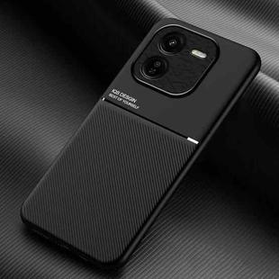 For vivo iQOO Z9x Classic Tilt Strip Grain Magnetic PC Hybrid TPU Phone Case(Black)