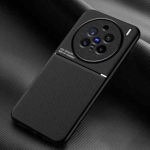 For vivo X200 Pro Classic Tilt Strip Grain Magnetic PC Hybrid TPU Phone Case(Black)