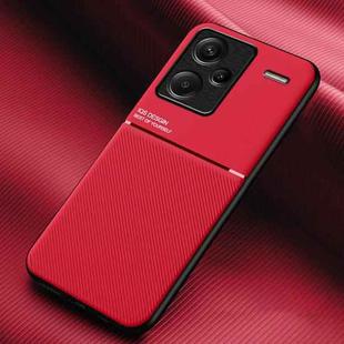 For Xiaomi Redmi Note 13 Pro+ 5G Classic Tilt Strip Grain Magnetic Shockproof PC + TPU Phone Case(Red)