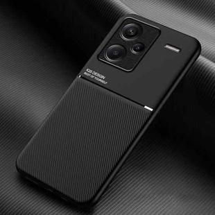 For Xiaomi Redmi Note 13 Pro+ 5G Classic Tilt Strip Grain Magnetic Shockproof PC + TPU Phone Case(Black)