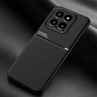 For Xiaomi 14 Classic Tilt Strip Grain Magnetic Shockproof PC + TPU Phone Case(Black)