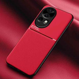 For Huawei nova 12 Pro Classic Tilt Strip Grain Magnetic Shockproof PC + TPU Phone Case(Red)