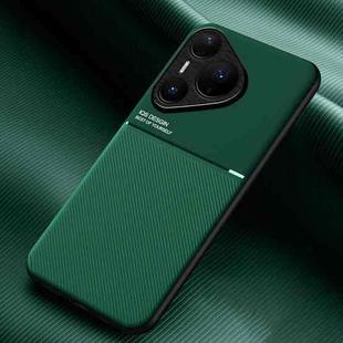 For Huawei Pura 80 Pro 5G Classic Tilt Strip Grain Magnetic PC Hybrid TPU Phone Case(Green)