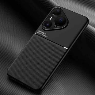 For Huawei Pura 80 Pro 5G Classic Tilt Strip Grain Magnetic PC Hybrid TPU Phone Case(Black)