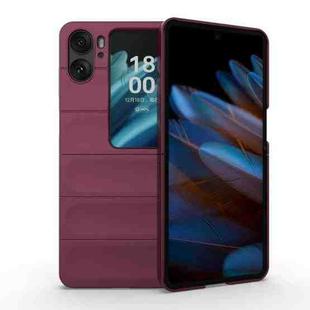 For OPPO Find N2 Flip Magic Shield Fold PC Shockproof Phone Case(Wine Red)