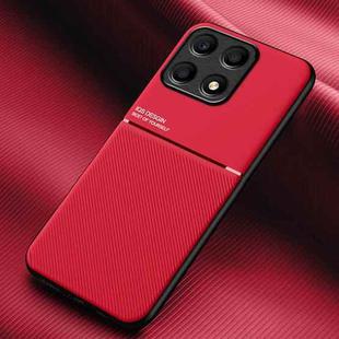 For Honor X8a Classic Tilt Strip Grain Magnetic PC Hybrid TPU Phone Case(Red)