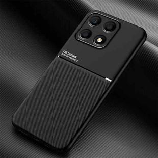 For Honor X8a Classic Tilt Strip Grain Magnetic PC Hybrid TPU Phone Case(Black)