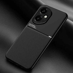 For Honor 400 Global 156.5mm Classic Tilt Strip Grain Magnetic PC Hybrid TPU Phone Case(Black)