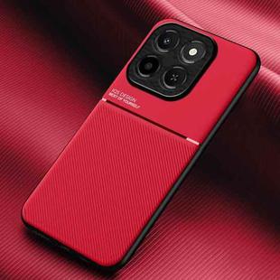 For Honor X6c 4G Classic Tilt Strip Grain Magnetic PC Hybrid TPU Phone Case(Red)